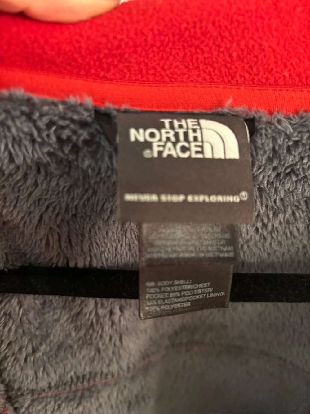The North Face Red Fleece Jacket with Gray Chest Panel